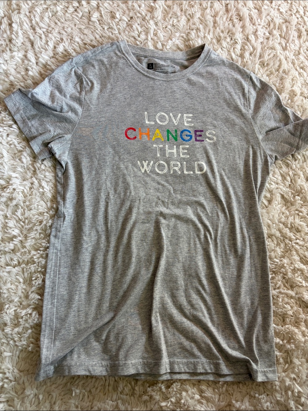 Target Gray Tee with Rainbow 'Love Changes The World' Graphic